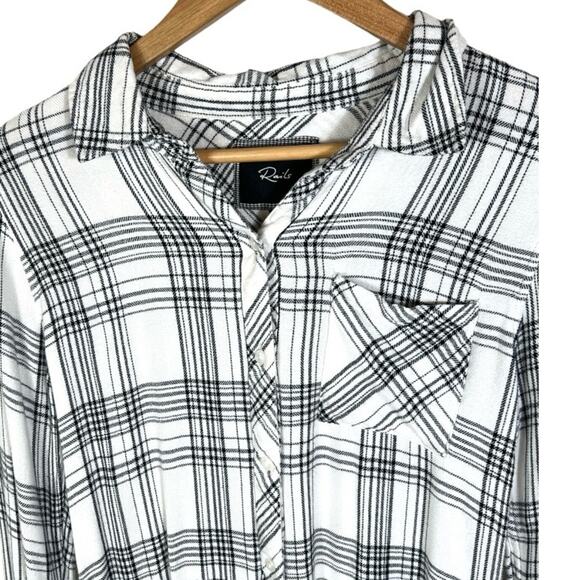 Rails Soft Hunter Black and White Plaid Flannel Button Down Shirt Size XS - Picture 3 of 4
